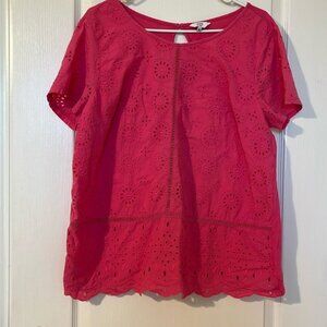 Pink Eyelet Top Size L